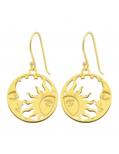 Boucles d'oreilles lune et soleil argent 925 et plaqué or