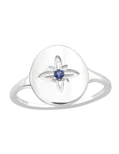 Damenring Nordstern mit blauem Zirkonia – 925 Silber