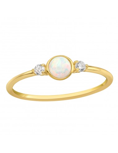 Ring aus synthetischem Opal mit Zirkonia aus vergoldetem 925er Silber