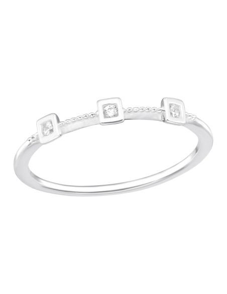 Damenring mit 3 Zirkonia aus 925 Silber – Handgefertigt