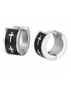 Huggies Black Surgical Steel Cross Earrings - 1