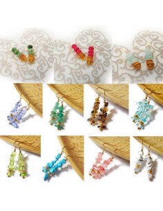 Lot de boucles d'oreilles pendantes rocailles - 11 paires