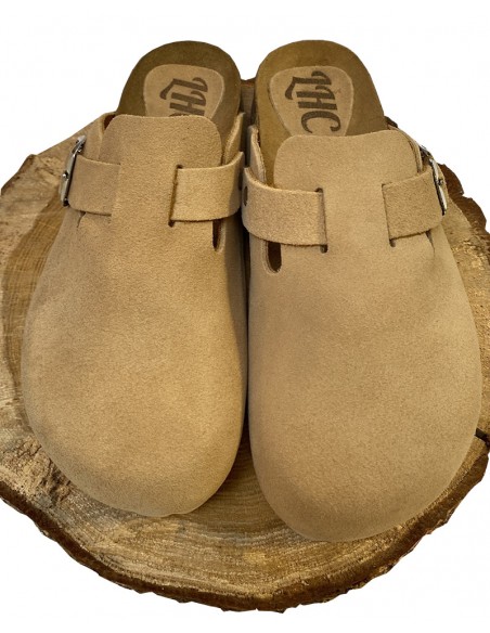 Beige Clogs aus Leder