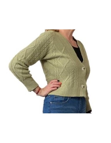 Pistachegroen vest van wol en polyester, één maat