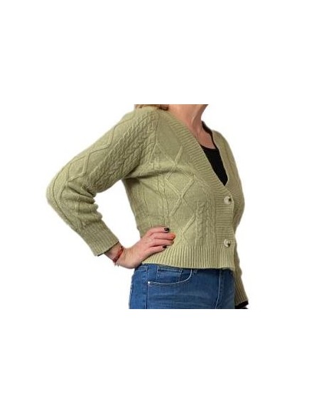 Pistachegroen vest van wol en polyester, één maat