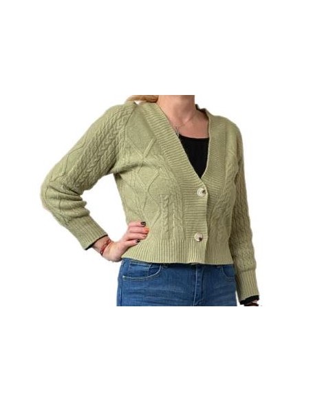 Wool and polyester twisted vest pistachio green one size