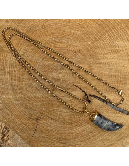 18k vergulde hoorn des overvloeds ketting - Agaat