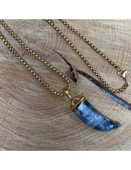 Collier corne d'abondance plaqué or 18k - Agate
