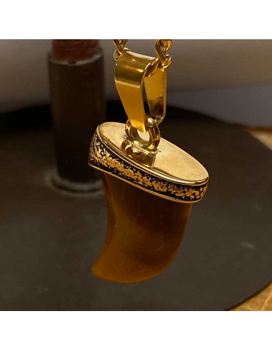 18k gold plated cornucopia necklace - Tiger eye