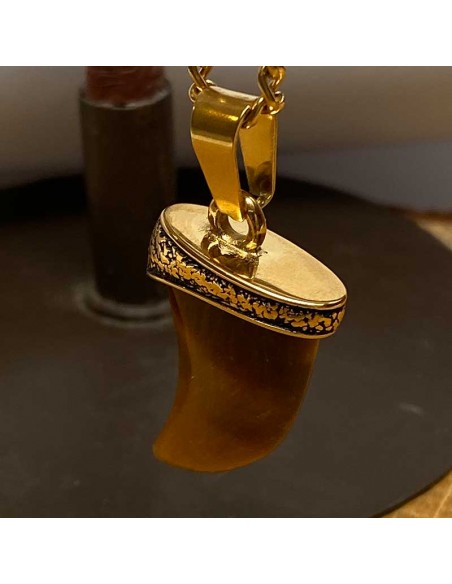 18k vergulde cornucopia ketting - Tijgeroog