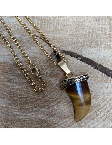 18k vergulde cornucopia ketting - Tijgeroog