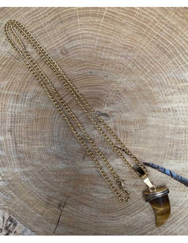 18k vergulde cornucopia ketting - Tijgeroog