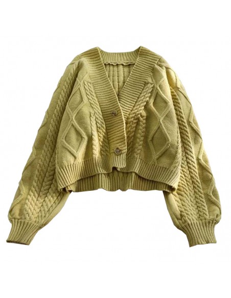 Gilet laine et polyester torsadé vert pistache taille unique