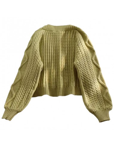 Gilet laine et polyester torsadé vert pistache taille unique