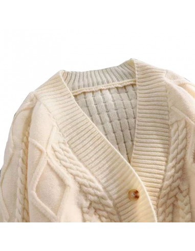Gilet laine et polyester torsadé blanc taille unique