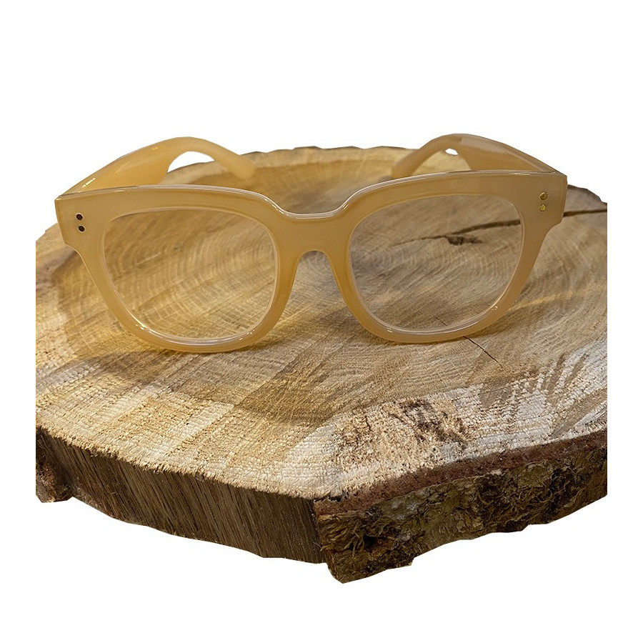 Lunettes de lecture rétro beiges avec pochette | Look Hippie Chic