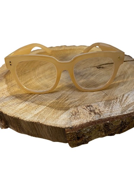 Beige retro leesbril met opbergzakje | Look Hippie Chic