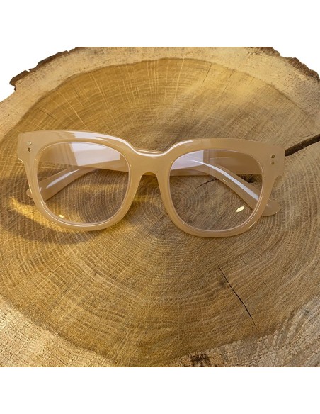 Lunettes de lecture rétro beiges avec pochette | Look Hippie Chic