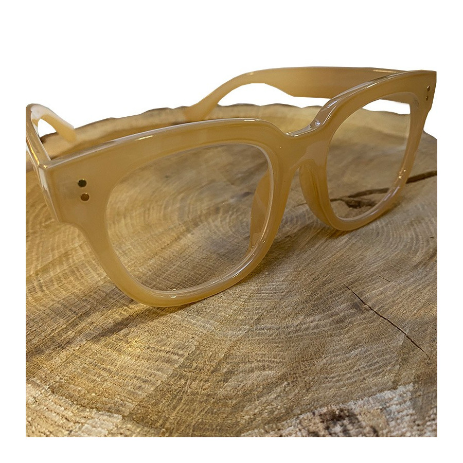 Lunettes de lecture rétro beiges avec pochette | Look Hippie Chic