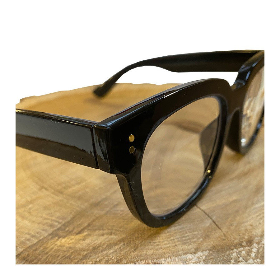 Lunettes de lecture rétro noires avec pochette | Look Hippie Chic