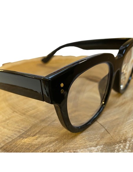 Schwarze Retro-Lesebrille mit Tasche | Look Hippie Chic