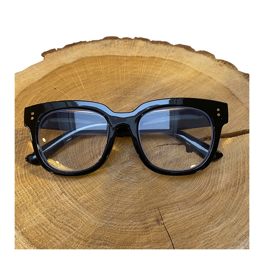 Schwarze Retro-Lesebrille mit Tasche | Look Hippie Chic