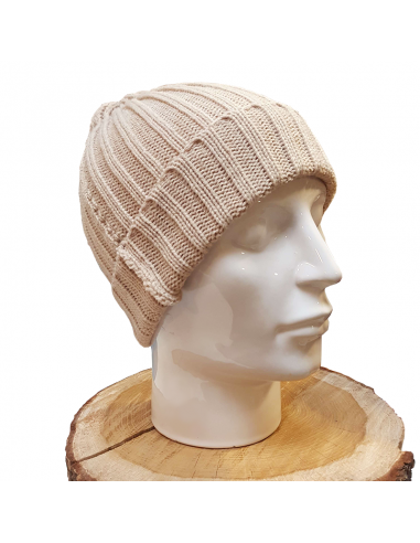 Bonnet en laine beige clair - maille large
