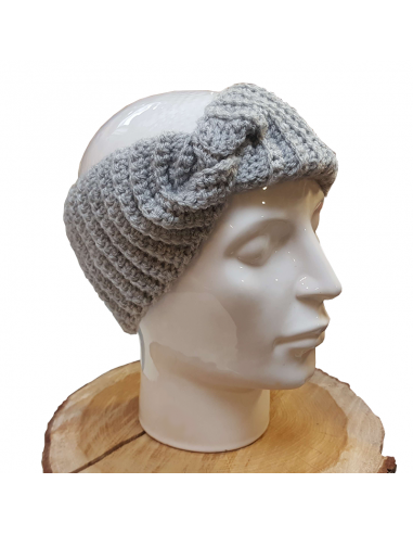 Headband twisted gray wool
