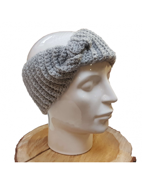 Headband twisted gray wool