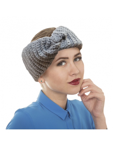 Headband twisted gray wool