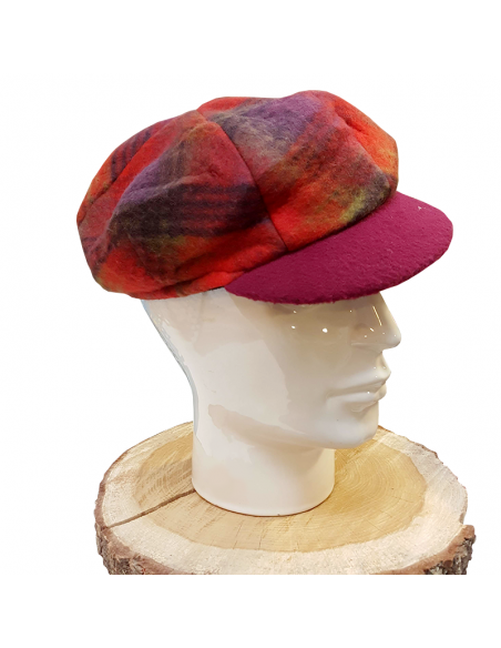 Gavroche-Stirnband für Frauen mit falschem rotem Tartan