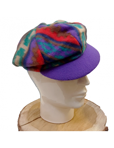 Gavroche-Mütze für Frauen mit geometrischem Muster violett
