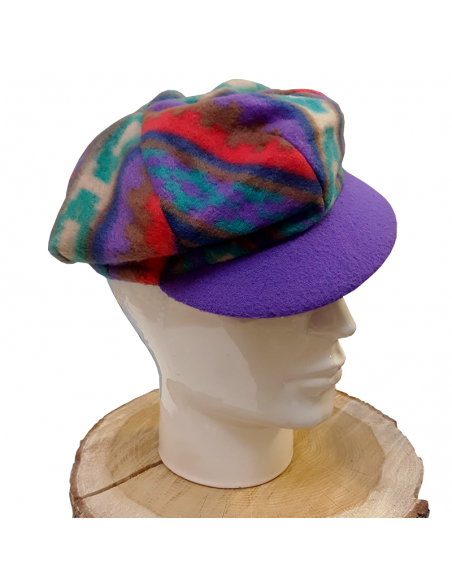 Gavroche-Mütze für Frauen mit geometrischem Muster violett