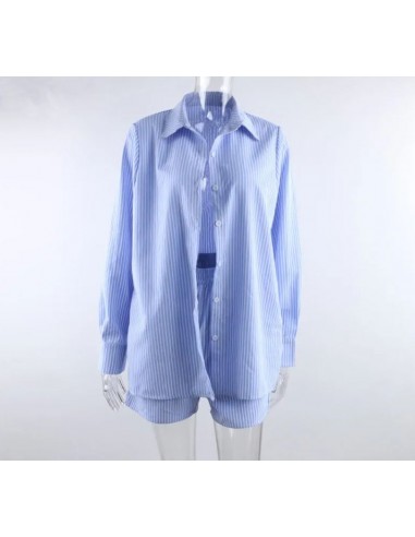 Ensemble chemise et short bleu 100 % Coton