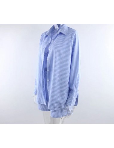 Ensemble chemise et short bleu 100 % Coton