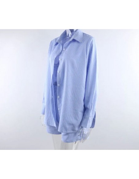 Ensemble chemise et short bleu 100 % Coton