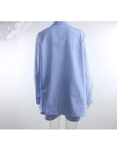 Ensemble chemise et short bleu 100 % Coton