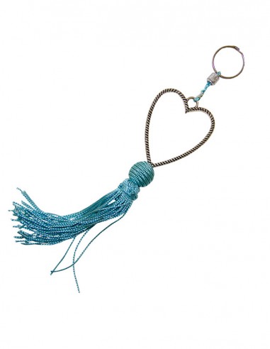 Silver plated heart key ring with tassel