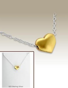 Gouden hart ketting - Zilver 925
