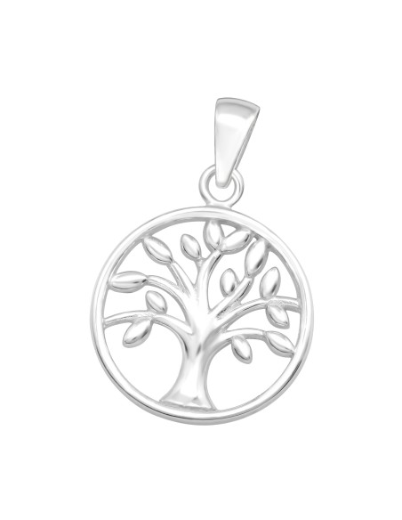 Pendentif Arbre de vie ronde découpée médaille en argent 925