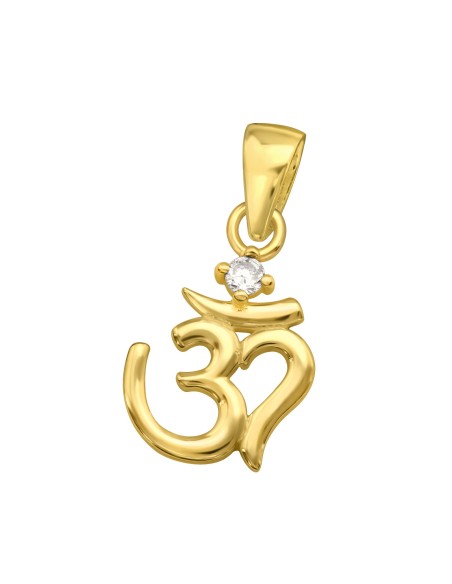 Om-Symbol-Anhänger aus vergoldetem 925er Silber mit Zirkonia.