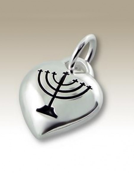 Pendentif Cœur Menorah - Argent 925