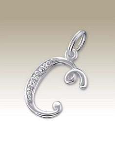 Pendant letter C crystal silver 925