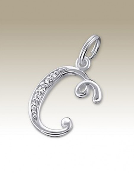Pendant letter C crystal silver 925
