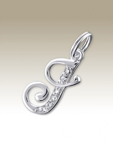 Pendant letter J crystal - silver 925