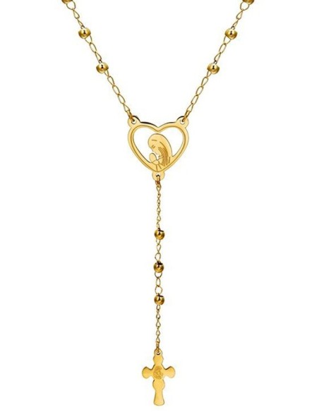 Stainless steel rosary - 24 K gold plated