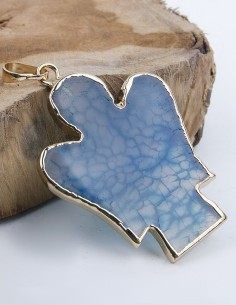 Anhänger Engel Achatstein - vergoldet - Hellblau