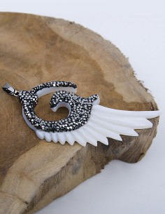 Perlmutter Engelsflügel-Anhänger mit Kristallen