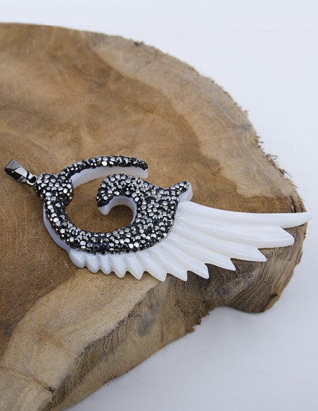 Perlmutter Engelsflügel-Anhänger mit Kristallen