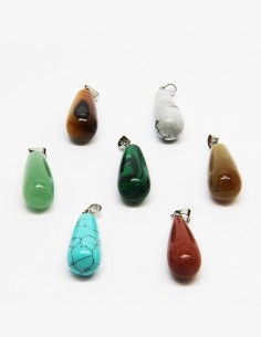 Collier avec 7 pierres de santé, chakras - longues gouttes